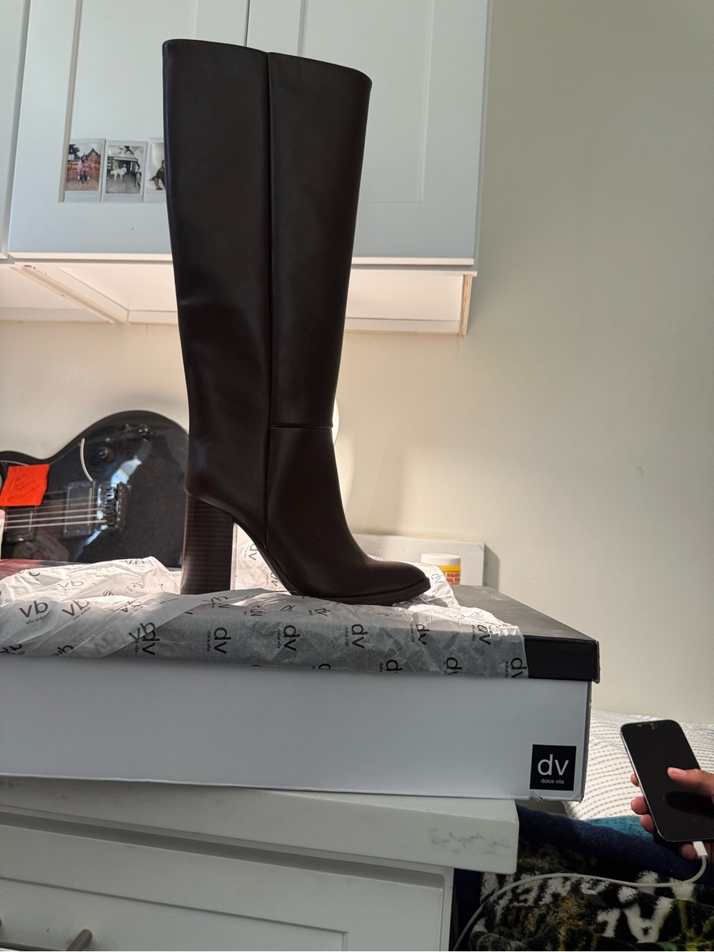 Dolce Vita Black Knee-High Block Heel Boots
